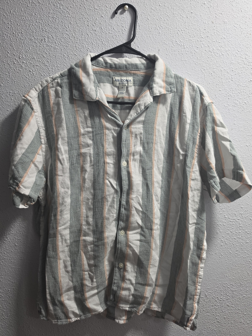 Arizona Jean Company Men’s Short-Sleeve Striped Button-Up Shirt - White & Green